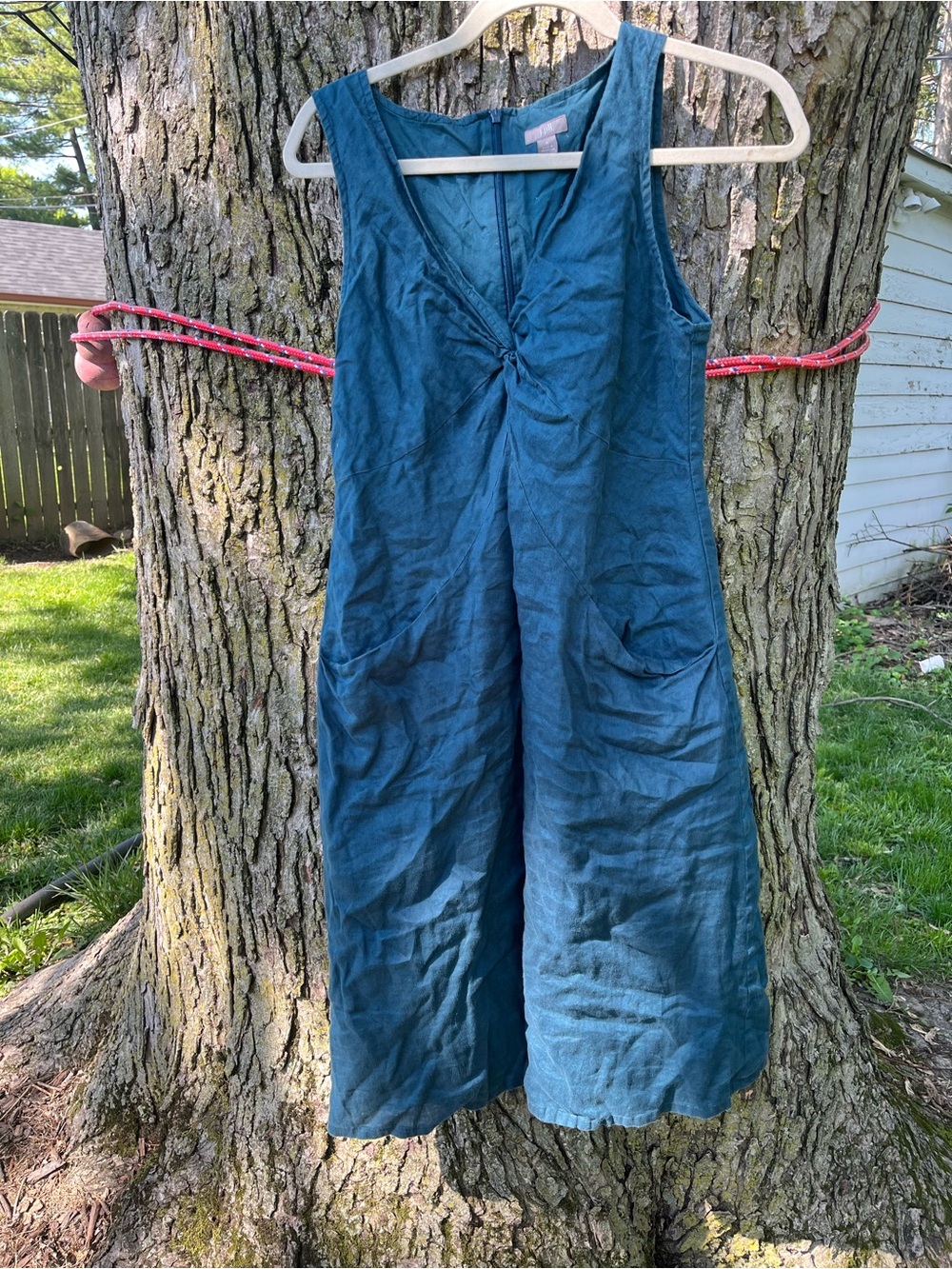 J Jill Women's Teal Sleeveless Linen dress